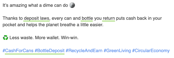 An example of captions and text on an image for Instagram.